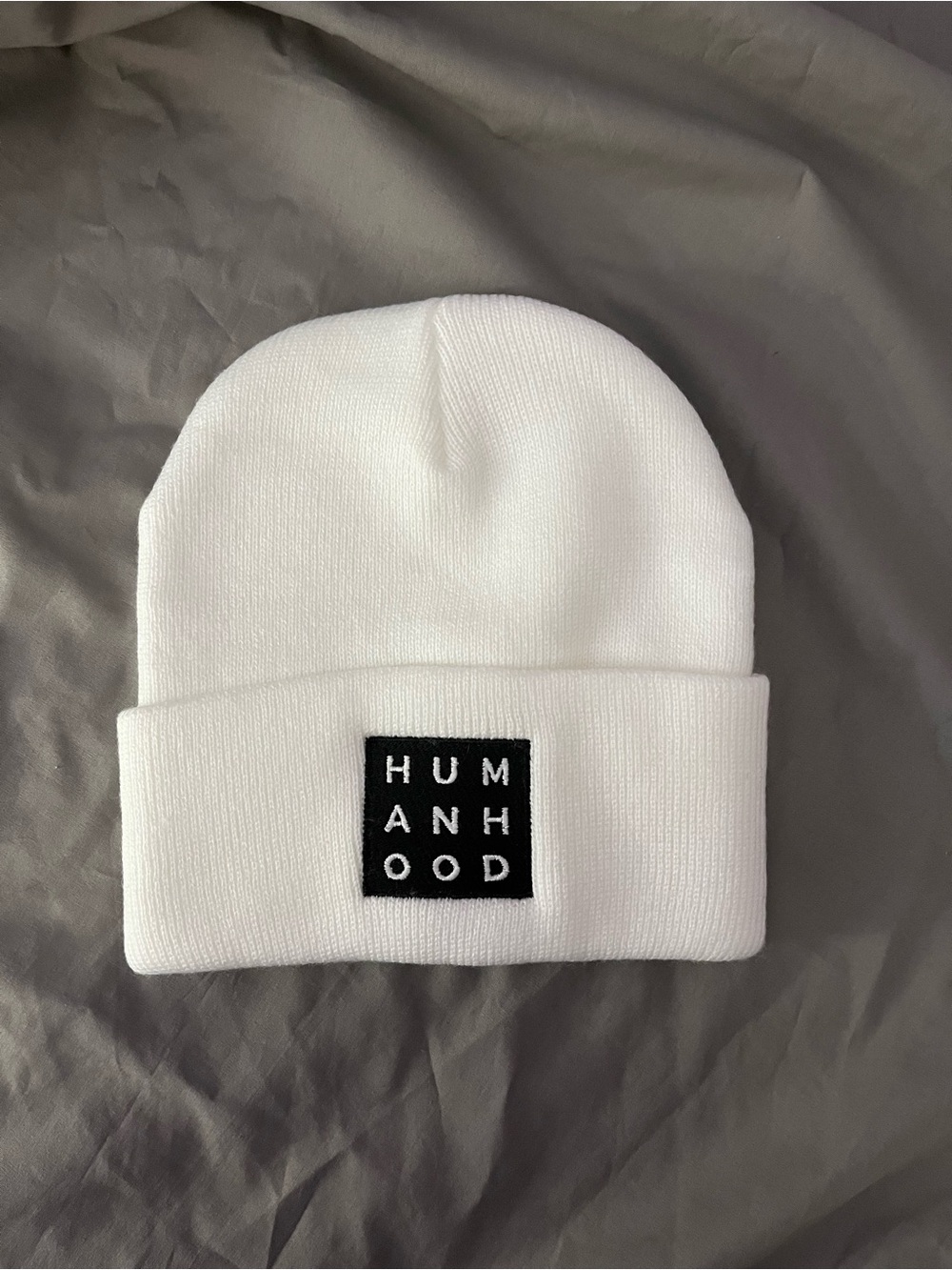 NWT Humanhood White Cuff Beanie Hat Minimalist Streetwear Union Made USA Unisex
